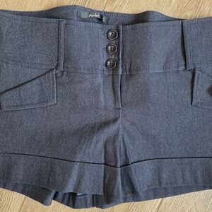 Papaya Navy High-Rise Triple-Button Shorts